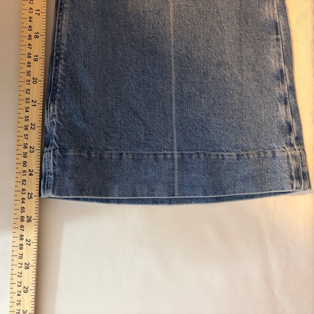 American Eagle Women Medium Wash Stretch Wide Leg High Rise Jeans Blue Size 14 - Picture 12 of 14